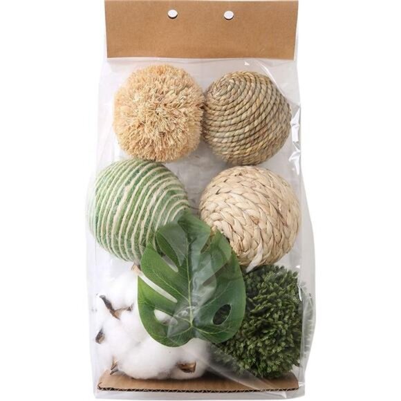 6pcs 3.5inch Woven Wicker Rattan Balls Decorative Ball Twig Orbs Green Orbs Vase - Picture 2 of 8